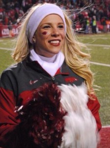 Cheering on the football field and masking the pain of how much she misses her Mama!